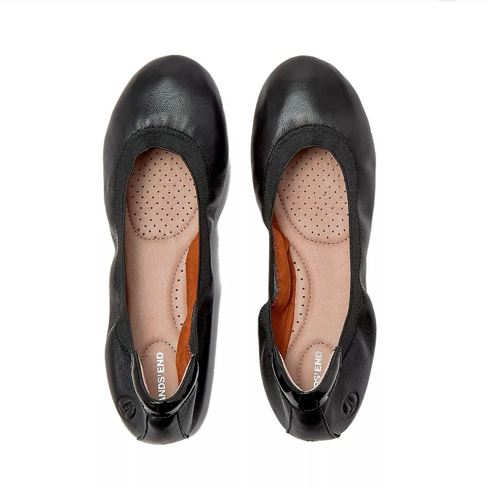 Lands end leather flats  shoes comfort slip on black - Picture 4 of 7